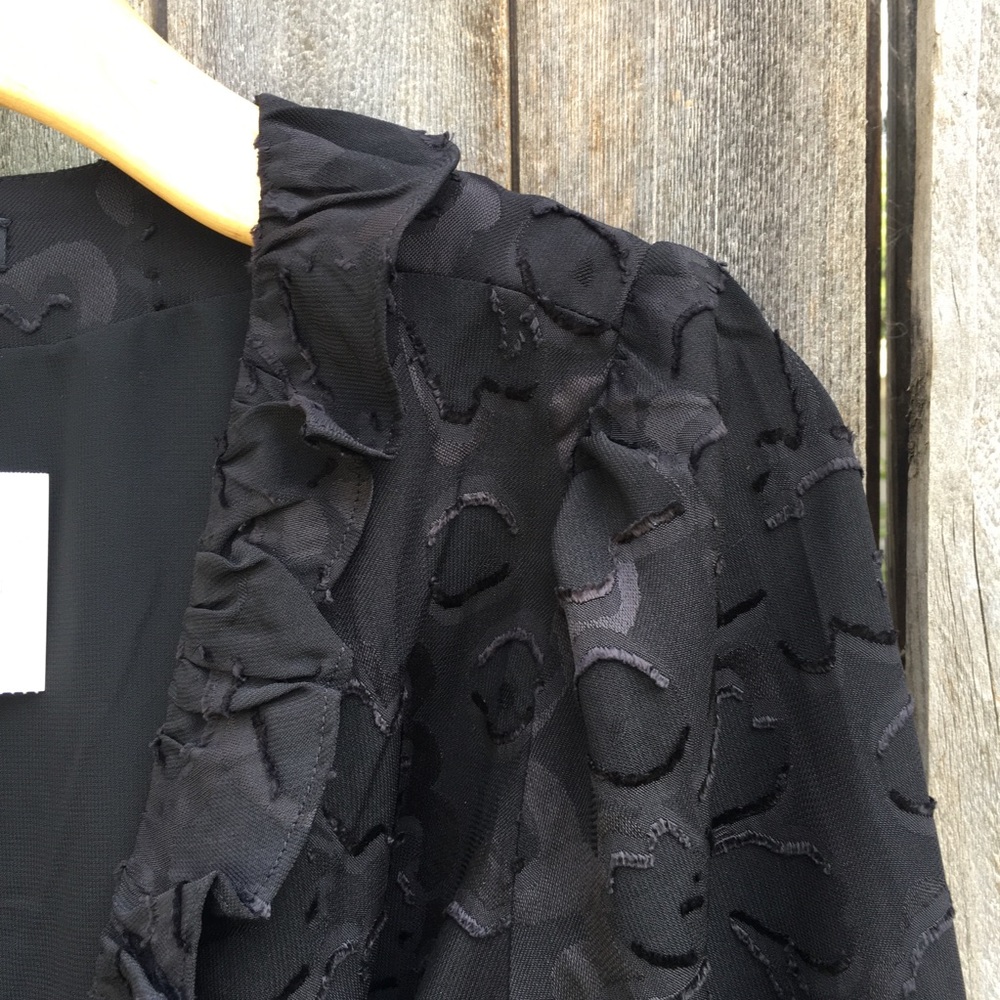 NWT Madewell Ruffled Wrap Dress Black Floral Jacquard Polyester M - Picture 6 of 12